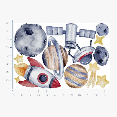 Naklejka na ścianę 80x117 Pastelowy kosmos z planetami i rakietą