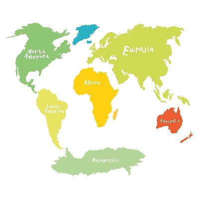 Naklejka na ścianę 80x116 Pastelowa mapa kontynentów graficzna ilustracja