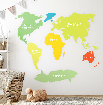 Naklejka na ścianę 80x116 Pastelowa mapa kontynentów graficzna ilustracja