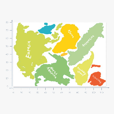 Naklejka na ścianę 80x116 Pastelowa mapa kontynentów graficzna ilustracja