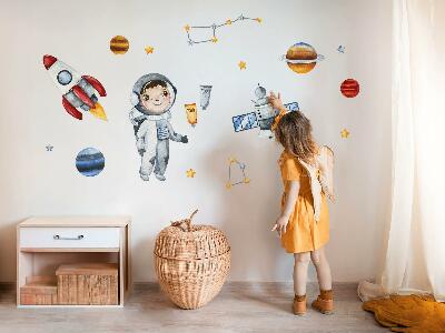 Naklejka na ścianę 80x107 Kosmiczna podróż małego astronauty w akwareli