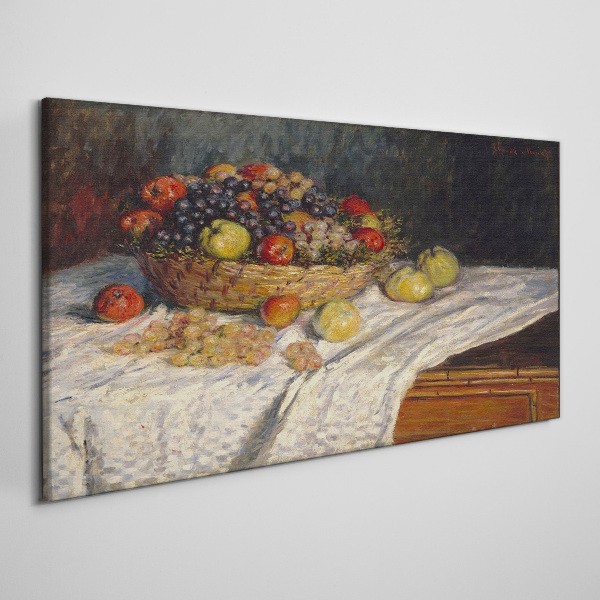 Obraz Canvas Owocowy kosz na białym obrusie