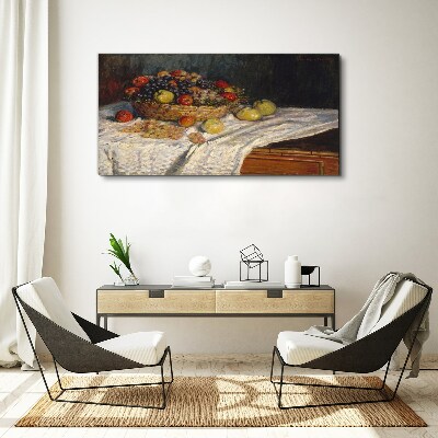 Obraz Canvas Owocowy kosz na białym obrusie