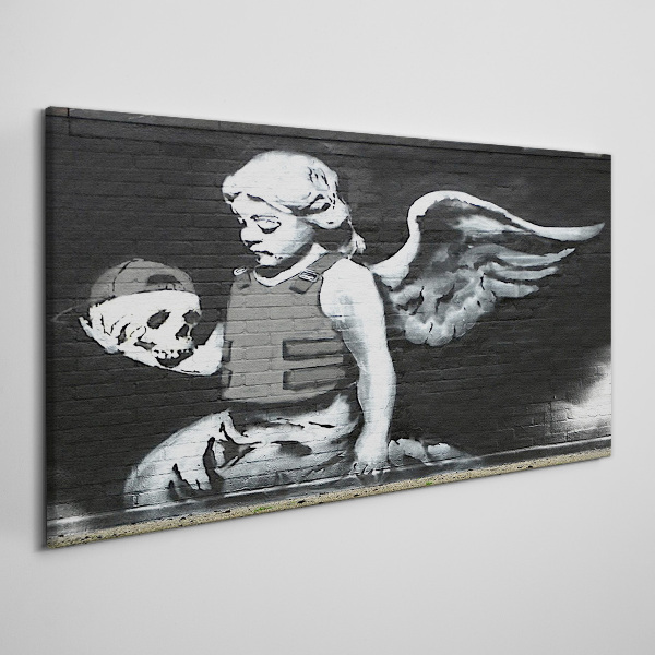 Obraz Canvas Anioł z czaszką na tle graffiti