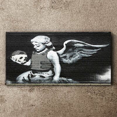 Obraz Canvas Anioł z czaszką na tle graffiti