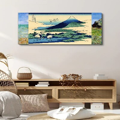 Obraz Canvas Cranes by a Mountain