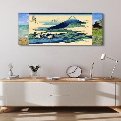 Obraz Canvas Cranes by a Mountain