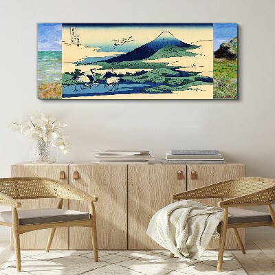 Obraz Canvas Cranes by a Mountain