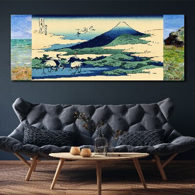 Obraz Canvas Cranes by a Mountain