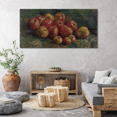 Obraz Canvas Jabłka na zielonym tle