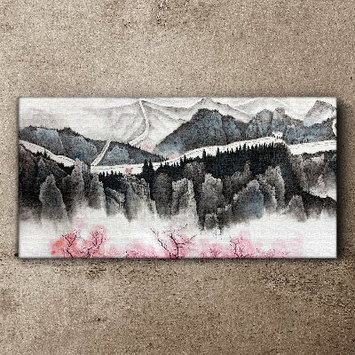Obraz Canvas Spokojny pejzaż górski z kwiatami