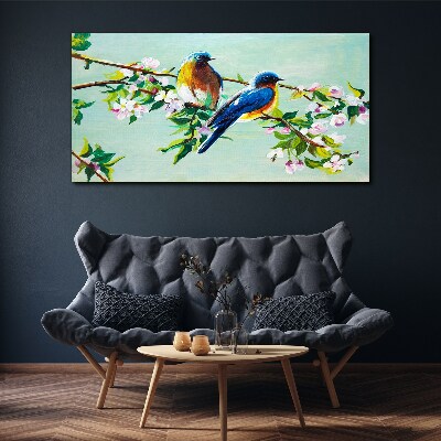 Obraz Canvas gałęzie liście kwiaty ptaki
