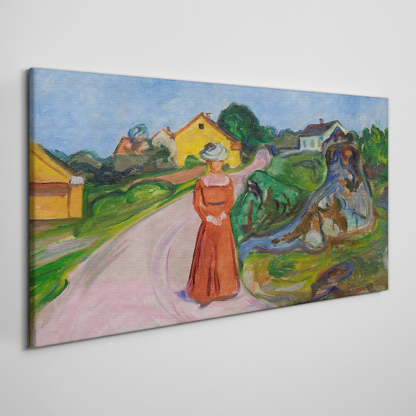Obraz Canvas Kobieta w czerwonej sukience Muncha
