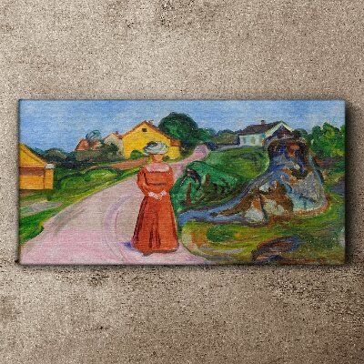 Obraz Canvas Kobieta w czerwonej sukience Muncha