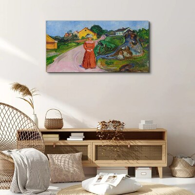 Obraz Canvas Kobieta w czerwonej sukience Muncha