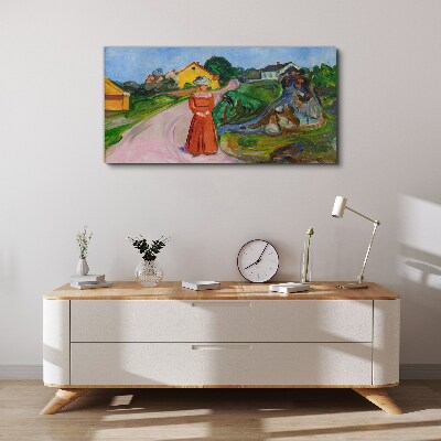 Obraz Canvas Kobieta w czerwonej sukience Muncha
