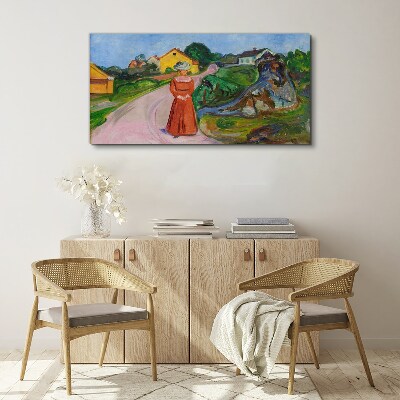 Obraz Canvas Kobieta w czerwonej sukience Muncha