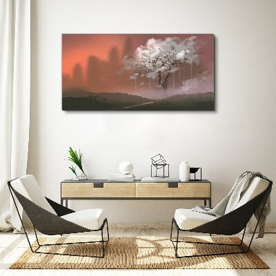 Obraz Canvas Mglisty pejzaż z drzewem