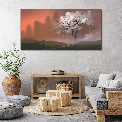 Obraz Canvas Mglisty pejzaż z drzewem