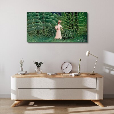Obraz Canvas Kobieta w zielonym lesie