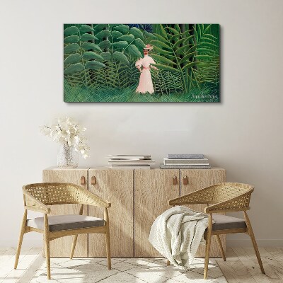 Obraz Canvas Kobieta w zielonym lesie
