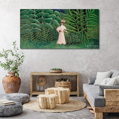 Obraz Canvas Kobieta w zielonym lesie