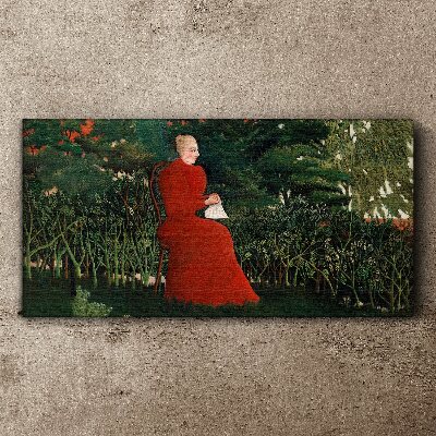 Obraz Canvas Czerwony płaszcz w ogrodzie