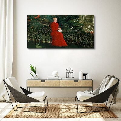 Obraz Canvas Czerwony płaszcz w ogrodzie