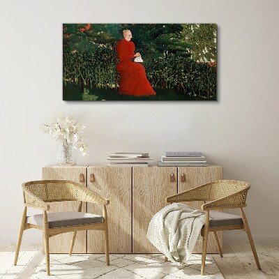 Obraz Canvas Czerwony płaszcz w ogrodzie