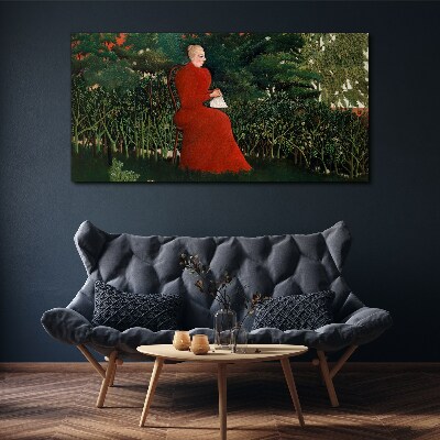 Obraz Canvas Czerwony płaszcz w ogrodzie