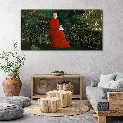 Obraz Canvas Czerwony płaszcz w ogrodzie