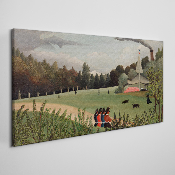 Obraz Canvas Zielony krajobraz z postaciami