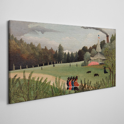 Obraz Canvas Zielony krajobraz z postaciami