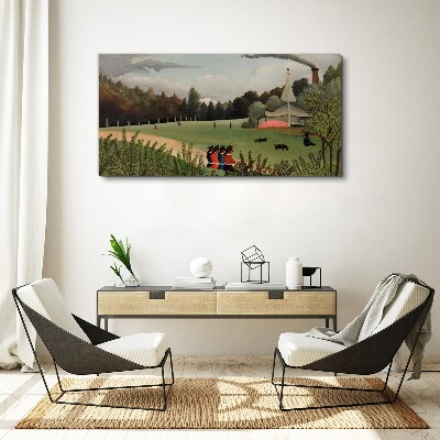 Obraz Canvas Zielony krajobraz z postaciami