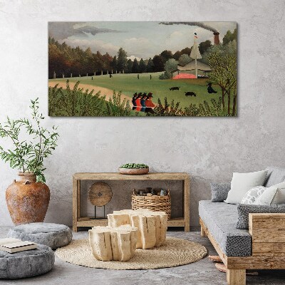 Obraz Canvas Zielony krajobraz z postaciami