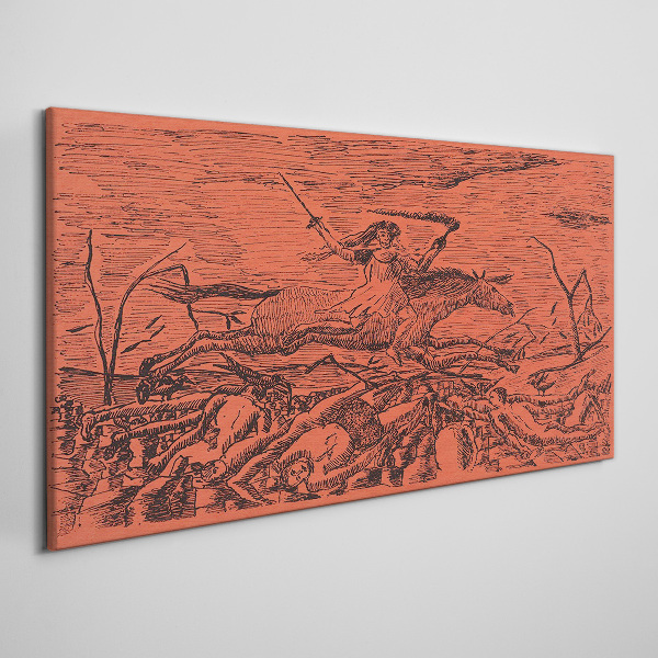 Obraz Canvas Rider on a Fiery Landscape