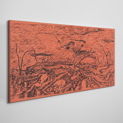 Obraz Canvas Rider on a Fiery Landscape