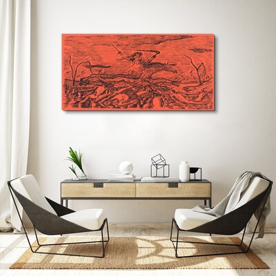 Obraz Canvas Rider on a Fiery Landscape
