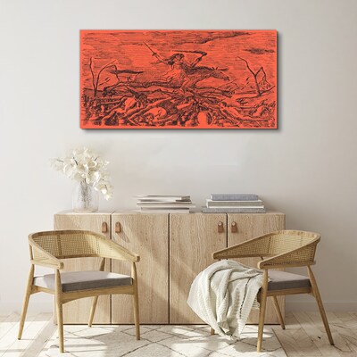 Obraz Canvas Rider on a Fiery Landscape