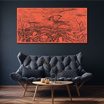 Obraz Canvas Rider on a Fiery Landscape