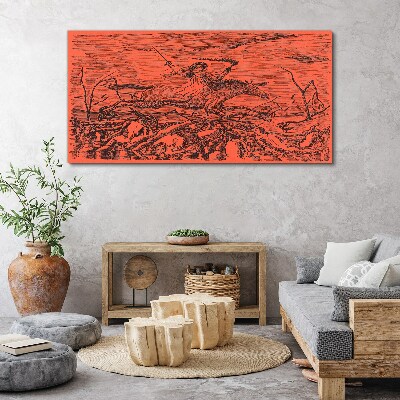 Obraz Canvas Rider on a Fiery Landscape