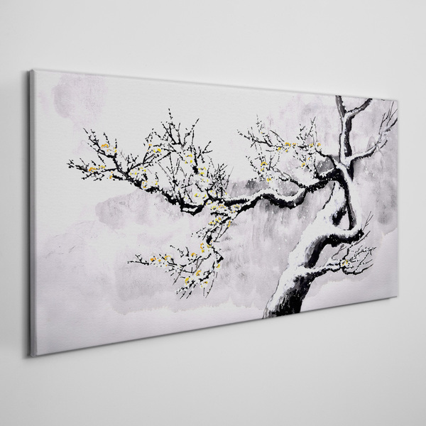 Obraz Canvas Kwitnąca gałąź w monochromatycznej tonacji