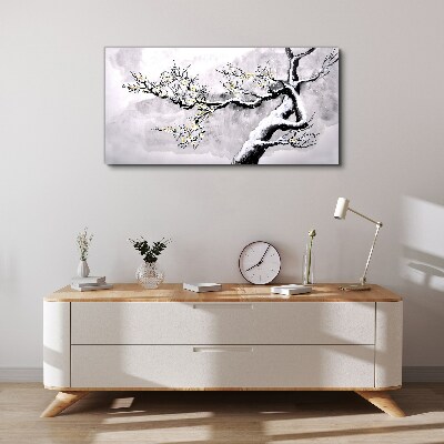 Obraz Canvas Kwitnąca gałąź w monochromatycznej tonacji