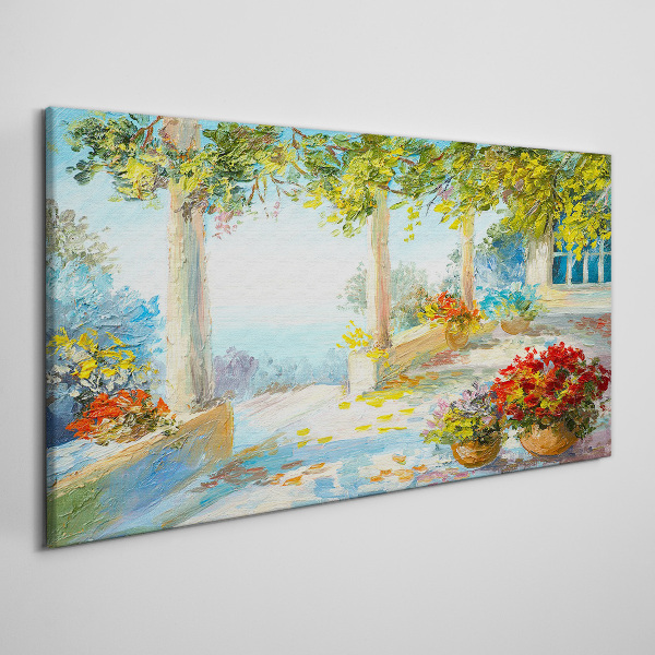 Obraz Canvas Krajobraz wiosenny z kwiatami