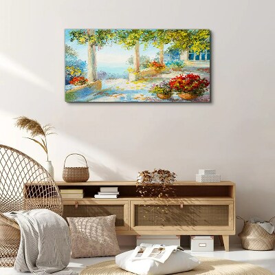 Obraz Canvas Krajobraz wiosenny z kwiatami
