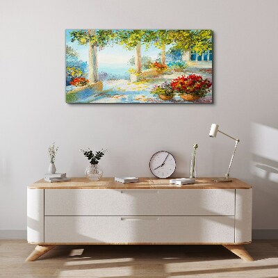 Obraz Canvas Krajobraz wiosenny z kwiatami