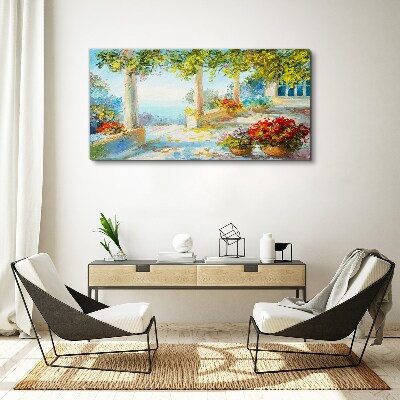 Obraz Canvas Krajobraz wiosenny z kwiatami