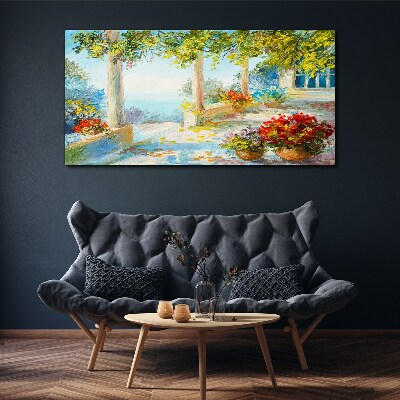 Obraz Canvas Krajobraz wiosenny z kwiatami