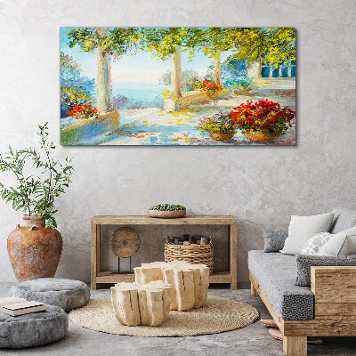 Obraz Canvas Krajobraz wiosenny z kwiatami