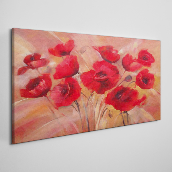 Obraz Canvas Czerwone maki w pastelowej kompozycji
